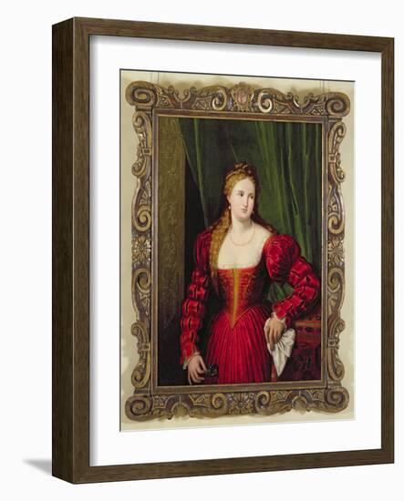Portrait of Violante, Daughter of Palma Vecchio, 1530-35-Paris Bordone-Framed Giclee Print