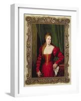 Portrait of Violante, Daughter of Palma Vecchio, 1530-35-Paris Bordone-Framed Giclee Print