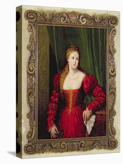 Portrait of Violante, Daughter of Palma Vecchio, 1530-35-Paris Bordone-Stretched Canvas