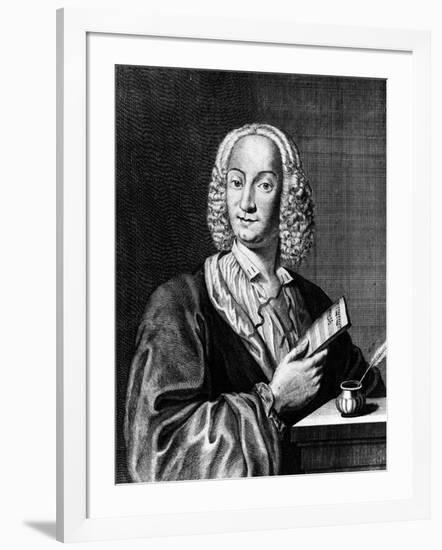 Portrait of Vivaldi Holding a Sheet of Music, 1725-Francois Morellon la Cave-Framed Giclee Print