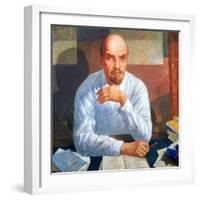 Portrait of Vladimir Ilyich Lenin (1870-1924), 1934-Kuzma Sergievitch Petrov-Vodkin-Framed Giclee Print