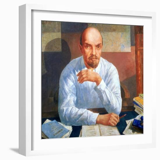 Portrait of Vladimir Ilyich Lenin (1870-1924), 1934-Kuzma Sergievitch Petrov-Vodkin-Framed Giclee Print