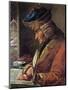 Portrait of Voltaire in His Study French School Painting-null-Mounted Giclee Print