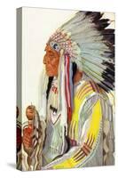 Portrait of Wades-In-The-Water, a Blackfeet Chieftain-Lantern Press-Stretched Canvas