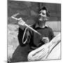 Portrait of Walter Bonatti Smiling with a Climbing Pickaxe in His Hands-Sergio del Grande-Mounted Giclee Print