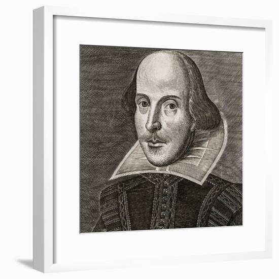 Portrait of William Shakespeare by Martin Droeshout, 1623-Martin Droeshout  the Elder-Framed Giclee Print