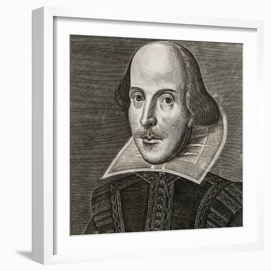 Portrait of William Shakespeare by Martin Droeshout, 1623-Martin Droeshout  the Elder-Framed Giclee Print