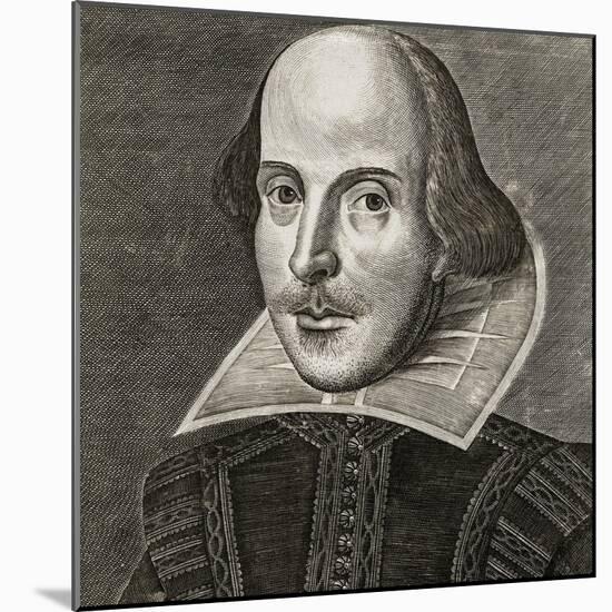 Portrait of William Shakespeare by Martin Droeshout, 1623-Martin Droeshout  the Elder-Mounted Giclee Print