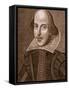 Portrait of William Shakespeare, Engraved by Martin Droeshout (C.1560-C.1642), 1623-null-Framed Stretched Canvas