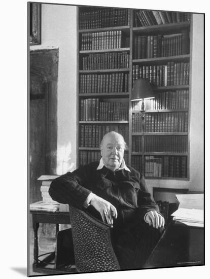 Portrait of Winston Churchill in His Study at Chartwell-Alfred Eisenstaedt-Mounted Premium Photographic Print