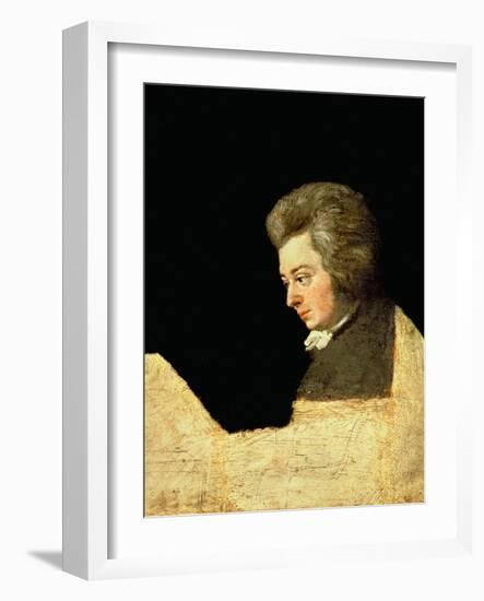 Portrait of Wolfgang Amadeus Mozart (1756-91) at the Piano, 1789-Joseph Lange-Framed Giclee Print
