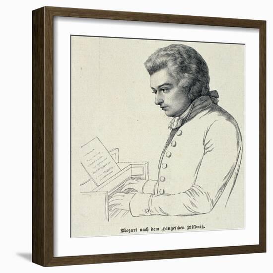 Portrait of Wolfgang Amadeus Mozart (1756-91)-German School-Framed Giclee Print