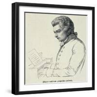 Portrait of Wolfgang Amadeus Mozart (1756-91)-German School-Framed Giclee Print