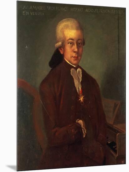 Portrait of Wolfgang Amadeus Mozart-Austrian School-Mounted Premium Giclee Print