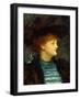 Portrait of Woman in Turquoise Dress With Black Coat and Hat-Frederic Leighton-Framed Giclee Print