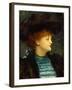 Portrait of Woman in Turquoise Dress With Black Coat and Hat-Frederic Leighton-Framed Giclee Print