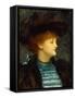 Portrait of Woman in Turquoise Dress With Black Coat and Hat-Frederic Leighton-Framed Stretched Canvas