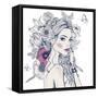 Portrait of Young Beautiful Woman with Flowers-Elena Barenbaum-Framed Stretched Canvas