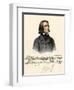 Portrait of Young Franz Liszt, with a Scrap of Manuscript and His Autograph-null-Framed Giclee Print