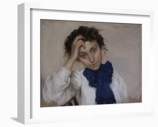 Portrait of Young Girl with Blue Tie-Oreste Da Molin-Framed Giclee Print