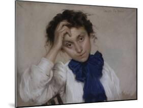 Portrait of Young Girl with Blue Tie-Oreste Da Molin-Mounted Giclee Print