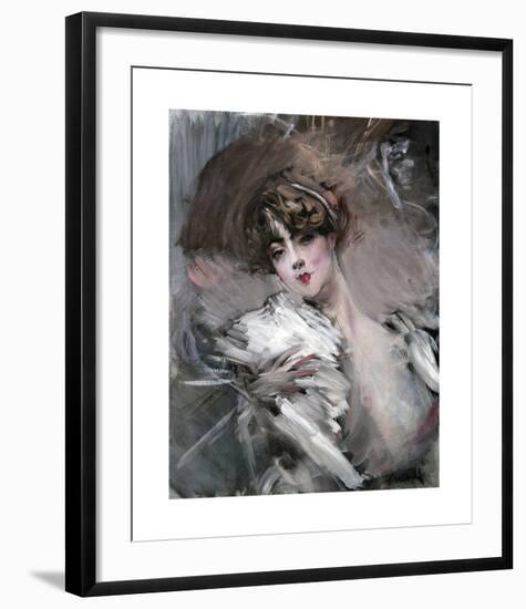 Portrait of Young Lady with White Hair Ribbon-Giovanni Boldini-Framed Premium Giclee Print