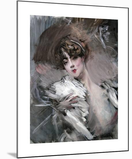 Portrait of Young Lady with White Hair Ribbon-Giovanni Boldini-Mounted Premium Giclee Print