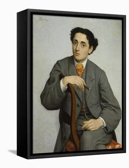 Portrait of Young Man with Cigar-Odoardo Borrani-Framed Stretched Canvas