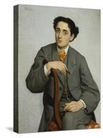 Portrait of Young Man with Cigar-Odoardo Borrani-Stretched Canvas