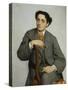 Portrait of Young Man with Cigar-Odoardo Borrani-Stretched Canvas