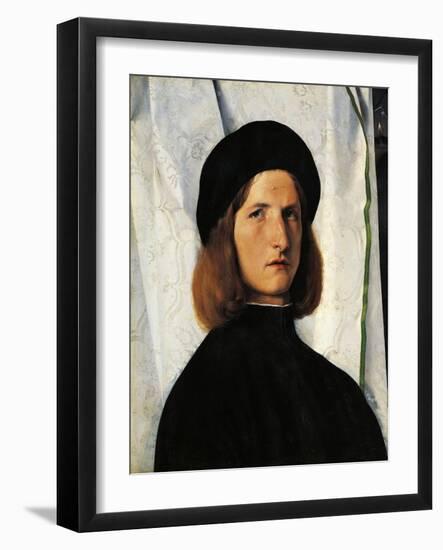 Portrait of Young Man with Lamp-Lorenzo Lotto-Framed Giclee Print