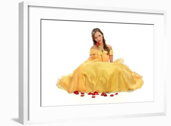 Portrait of Young Woman Dressed in Princess Costume Isolated over White Background-Gino Santa Maria-Framed Photographic Print