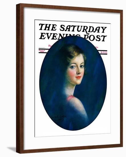 "Portrait of Young Woman," Saturday Evening Post Cover, March 8, 1930-William Haskell Coffin-Framed Giclee Print