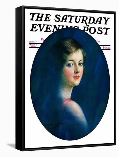 "Portrait of Young Woman," Saturday Evening Post Cover, March 8, 1930-William Haskell Coffin-Framed Stretched Canvas