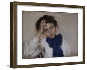 Portrait of Young Woman with Blue Tie-Oreste Da Molin-Framed Art Print
