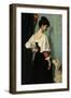 Portrait of Young Woman, with 'Puck' the Dog, C. 1879-85-Therese Schwartze-Framed Art Print