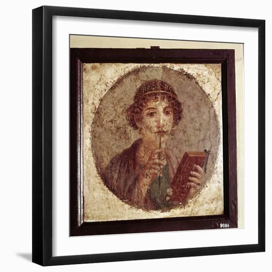 Portrait painting of Sappho, Pompeii, Italy. Artist: Unknown-Unknown-Framed Giclee Print