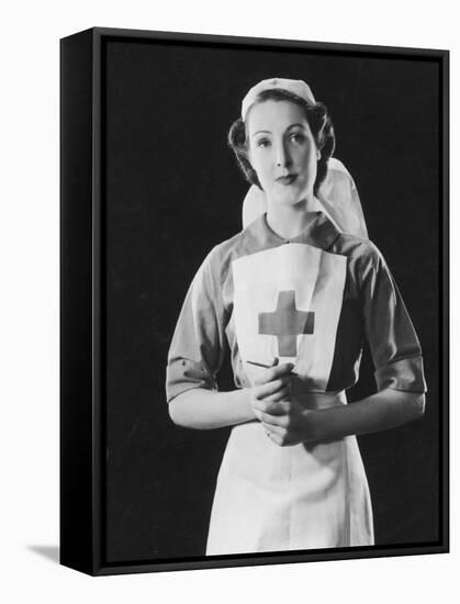 Portrait Photograph of a Rather Angelic Nurse with a Serene Face-null-Framed Stretched Canvas