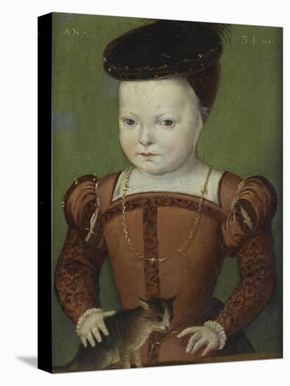 Portrait présumé de Charles IX à l'âge de trois ans et demi, jouant avec un chat-Mannier Germain Le-Stretched Canvas