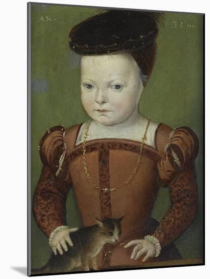 Portrait présumé de Charles IX à l'âge de trois ans et demi, jouant avec un chat-Mannier Germain Le-Mounted Giclee Print