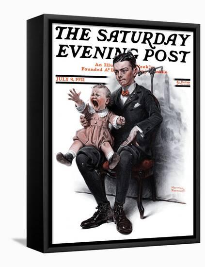 "Portrait" Saturday Evening Post Cover, July 9,1921-Norman Rockwell-Framed Stretched Canvas