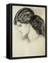 Portrait Sketch of a Ladies Head by Dante Gabriel Rossetti-Stapleton Collection-Framed Stretched Canvas