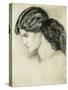 Portrait Sketch of a Ladies Head by Dante Gabriel Rossetti-Stapleton Collection-Stretched Canvas