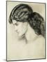 Portrait Sketch of a Ladies Head by Dante Gabriel Rossetti-Stapleton Collection-Mounted Giclee Print