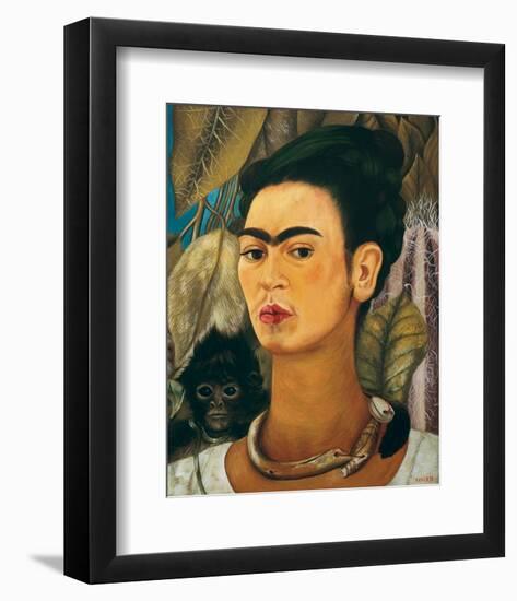 Portrait with Monkey1938-Frida Kahlo-Framed Premium Giclee Print