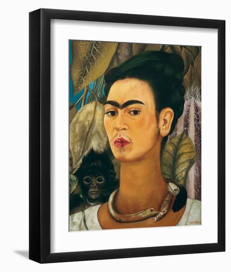 Portrait with Monkey1938-Frida Kahlo-Framed Art Print