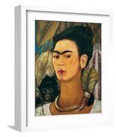 Portrait with Monkey1938-Frida Kahlo-Framed Art Print