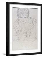 Portrait with Right Hand on Chin, Bildnes Von Vorne, c.1917-1918-Gustav Klimt-Framed Giclee Print