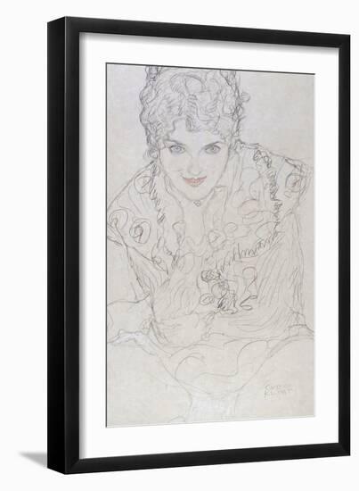 Portrait with Right Hand on Chin, Bildnes Von Vorne, c.1917-1918-Gustav Klimt-Framed Giclee Print