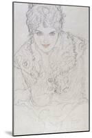 Portrait with Right Hand on Chin, Bildnes Von Vorne, c.1917-1918-Gustav Klimt-Mounted Giclee Print